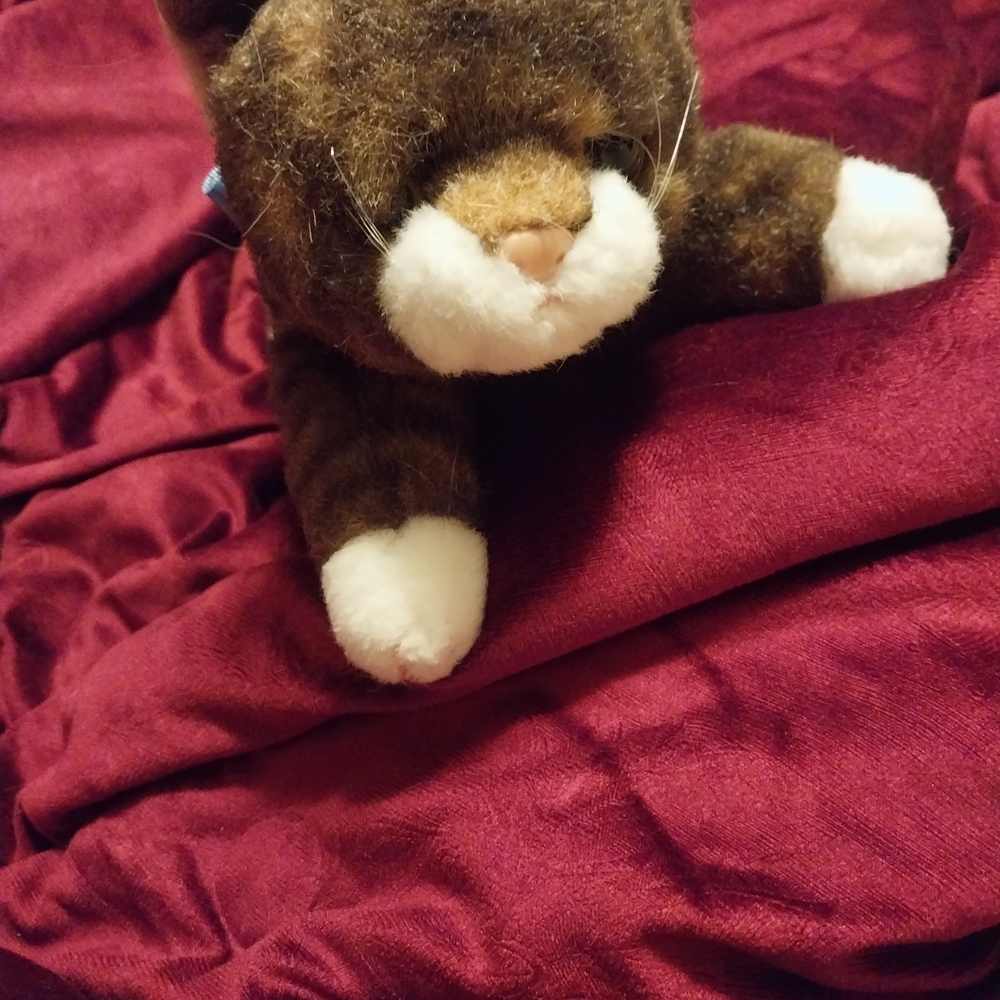 Plush Brown and White Cat Toy